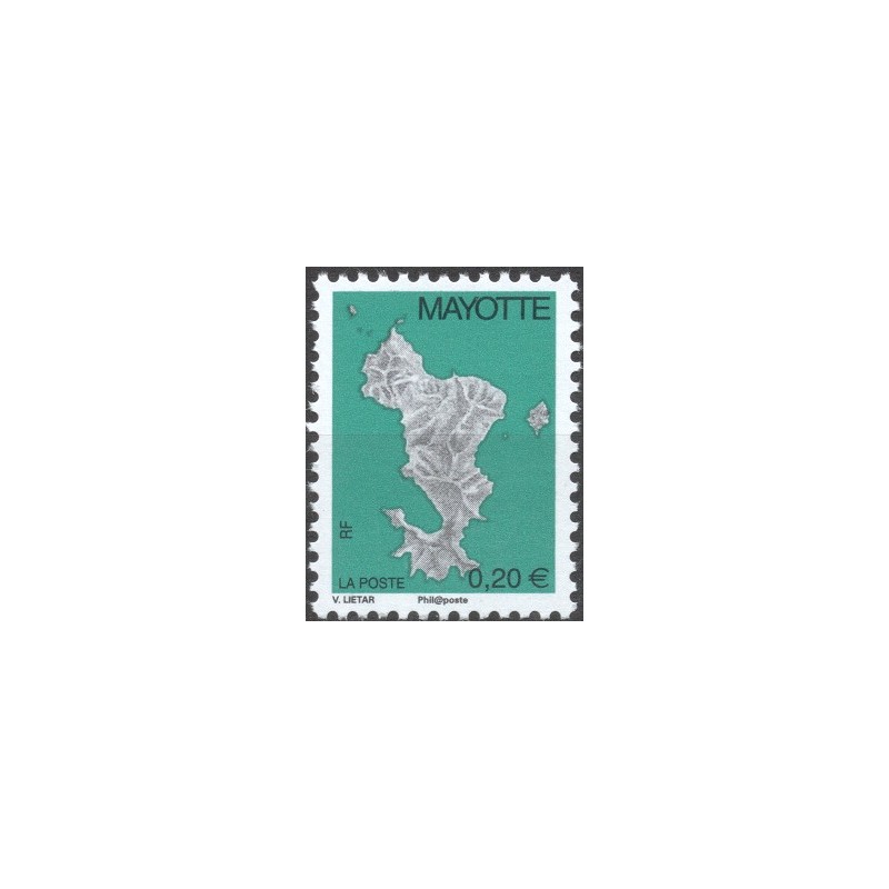 2008 - Mayotte - Map of the island - Phil@poste - 0.20 € green - MNH