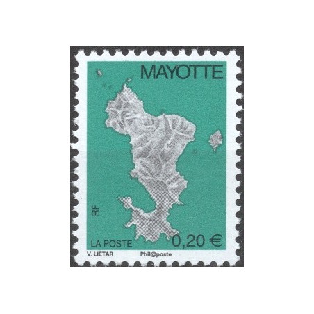 2008 - Mayotte - Map of the island - Phil@poste - 0.20 € green - MNH