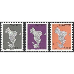 2011 - Mayotte - Map of the island - new color shades - Phil@poste - 3 st. - MNH