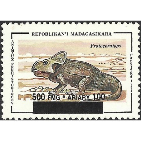 1998 - Mi 2111 - surcharge locale 500 Fmg - Animal préhistorique : protoceratops **