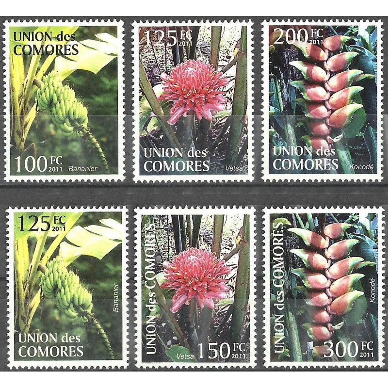 2011 - Plants of the Comoros: banana, vetsa, konode- 6 st. - MNH