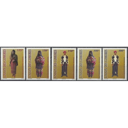 Comoros 2002 - Mi 1782 to 1786 - traditional clothes: lesso - set MNH