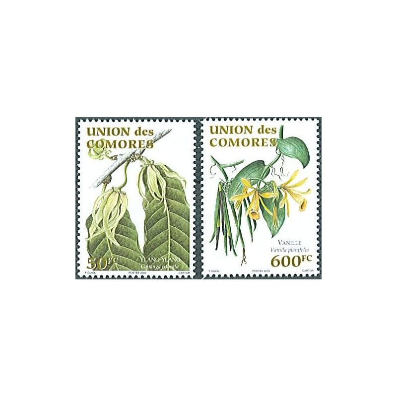 Comoros 2003 - Mi 1791 and 1792 - aromatic plants: ylang-ylang, vanilla - 2 st. MNH