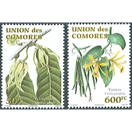 Comores 2003 - Mi 1791 et 1792 - plantes aromatiques : ylang-ylang & vanille - 2 val. **