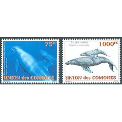 Comoros 2003 - Mi 1793 and 1794 - cetaceans: dolphins and whales - 2 st. - MNH