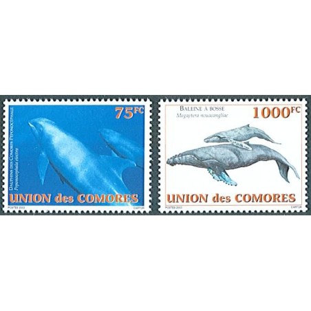 Comores 2003 - Mi 1793 et 1794 - cétacés : dauphins et baleine - 2 t. **