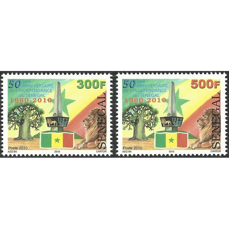 Sénégal 2010 - 50 ans d'indépendance - baobab - lion - drapeau **