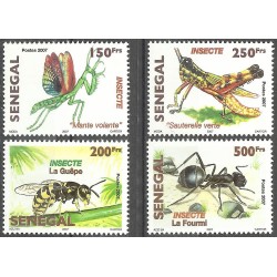Senegal 2007 / 2010 - Insects: mantis, wasp, grasshopper, ant - 4 st. MNH