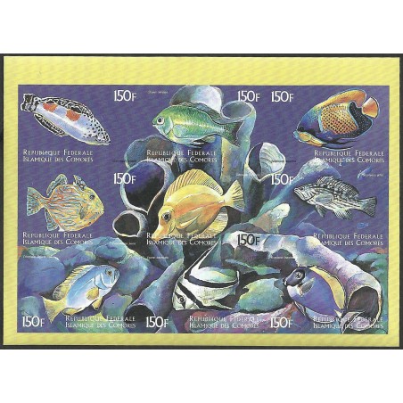 Comoros 1999 - Mi 1512 to 1520 - Fishes - UNPERFORATED - MNH